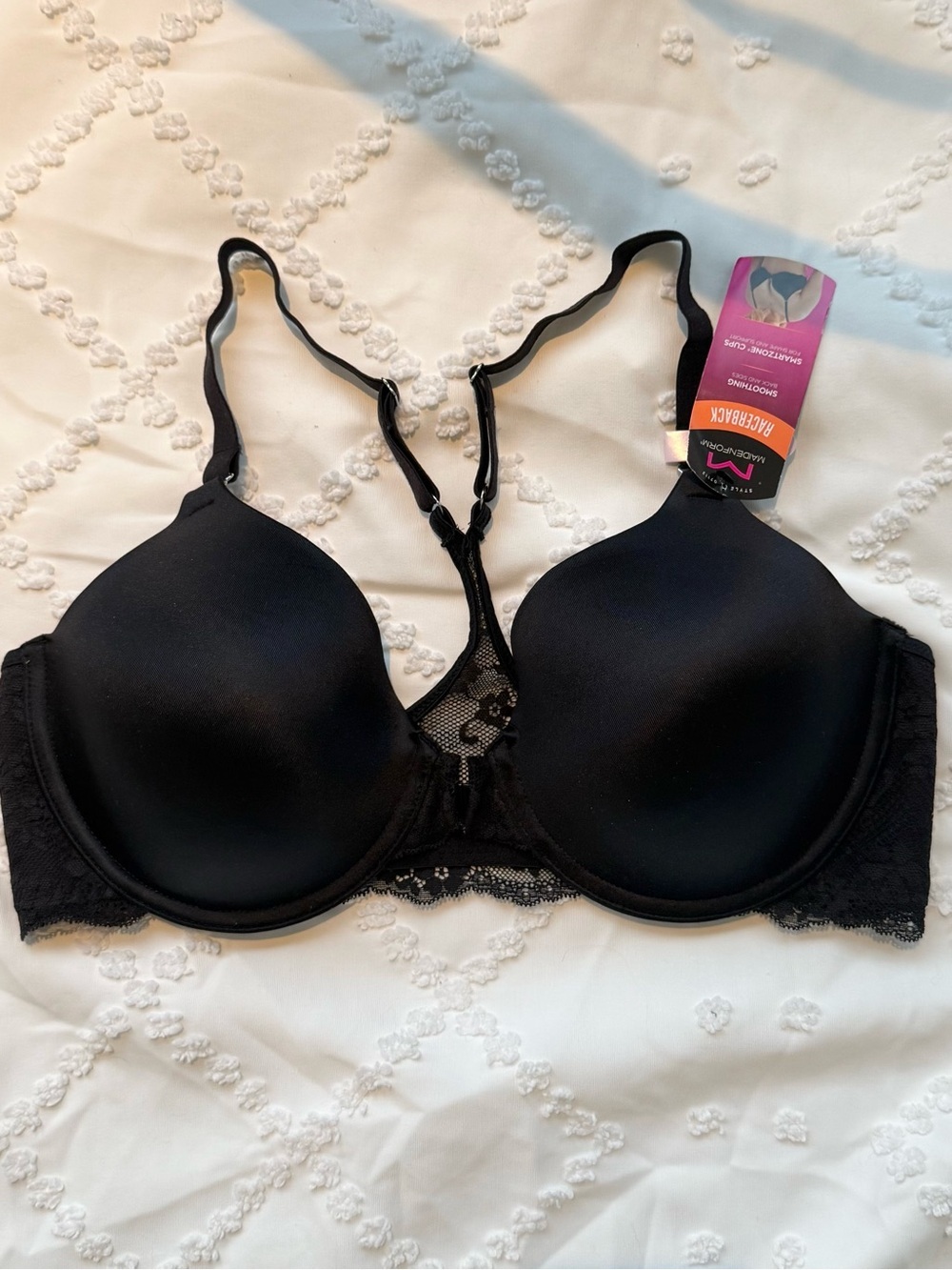 Maidenform Black Molded Push-Up Bra with Lace Racerback Detail